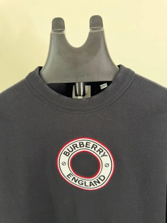 Burberry Black Crewneck Sweatshirt with White and Red Logo - Picture 2 of 7
